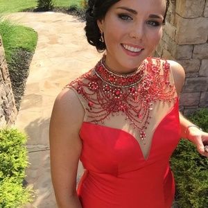Sherri Hill Red long formal dress
